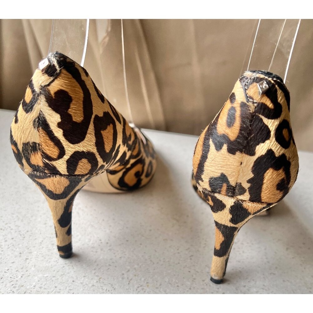 Sam Edelman Pumps Sz 6 Leather & Fabric Uppers Leopard Pointed Toe  3” Heels - Picture 4 of 11